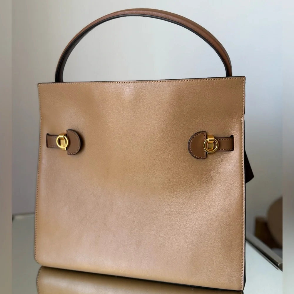 Tory Burch Classic Tan Leather Double Bag - Top-Handle Shoulder Bag